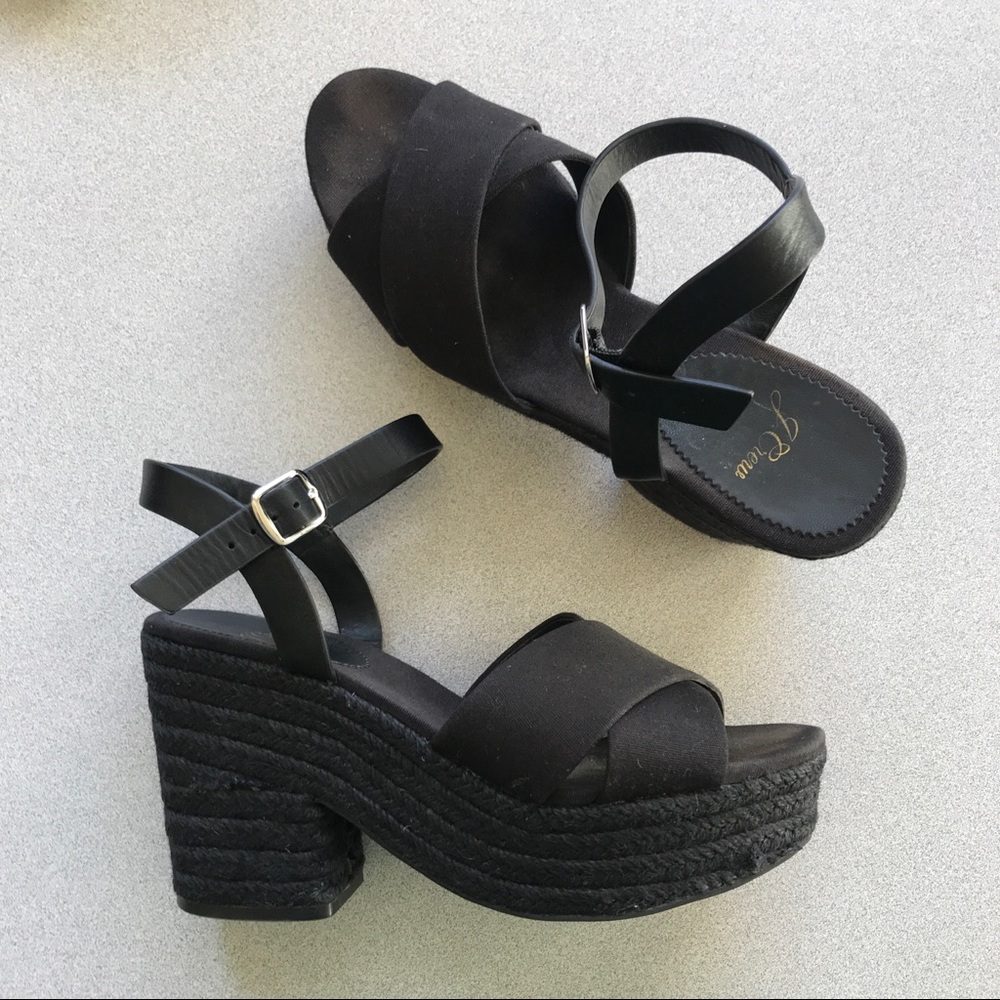J. Crew 8 Espadrille Sandal Platform Black